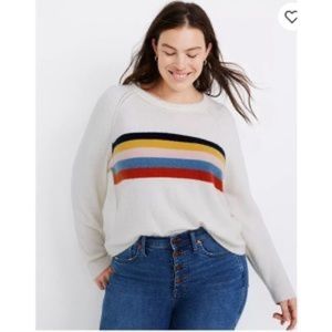 Madewell placed stripe Allister raglan pullover coziest yarn crew neck sweater